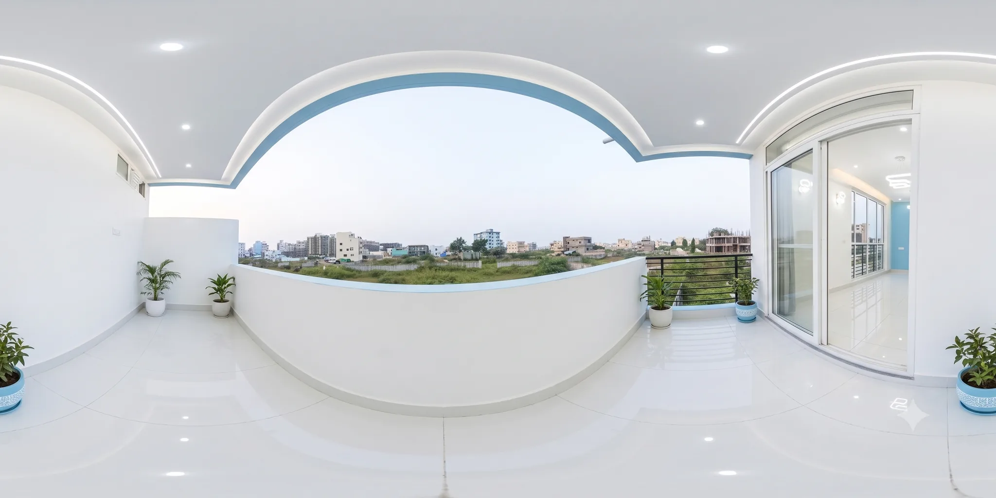 360 degree view from the balcony over the open skyline